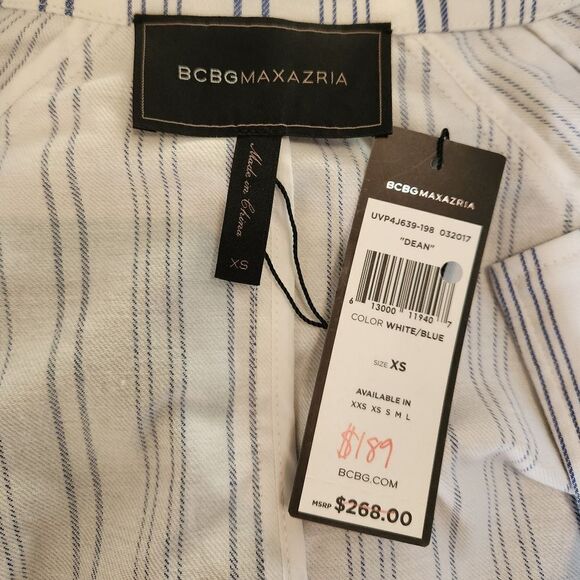 BCBGMaxAzaria Dean Striped Moto Jacket Size XS NWT - Picture 5 of 7